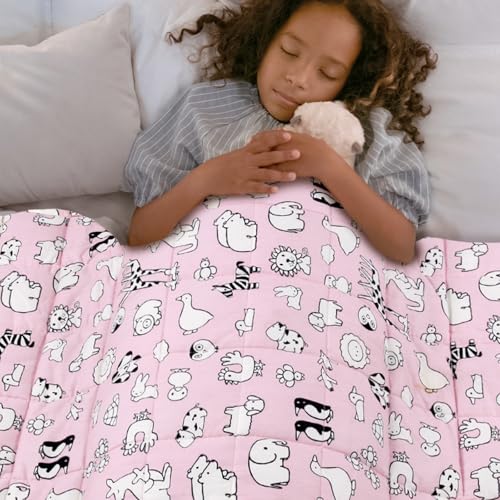 Aimon Weighted Blanket Kids, Kids Weighted Blanket 3 lbs, Breathable, Pink Weighted Blanket, Small Size, with Glass Beads (20"*30", 3Lbs)