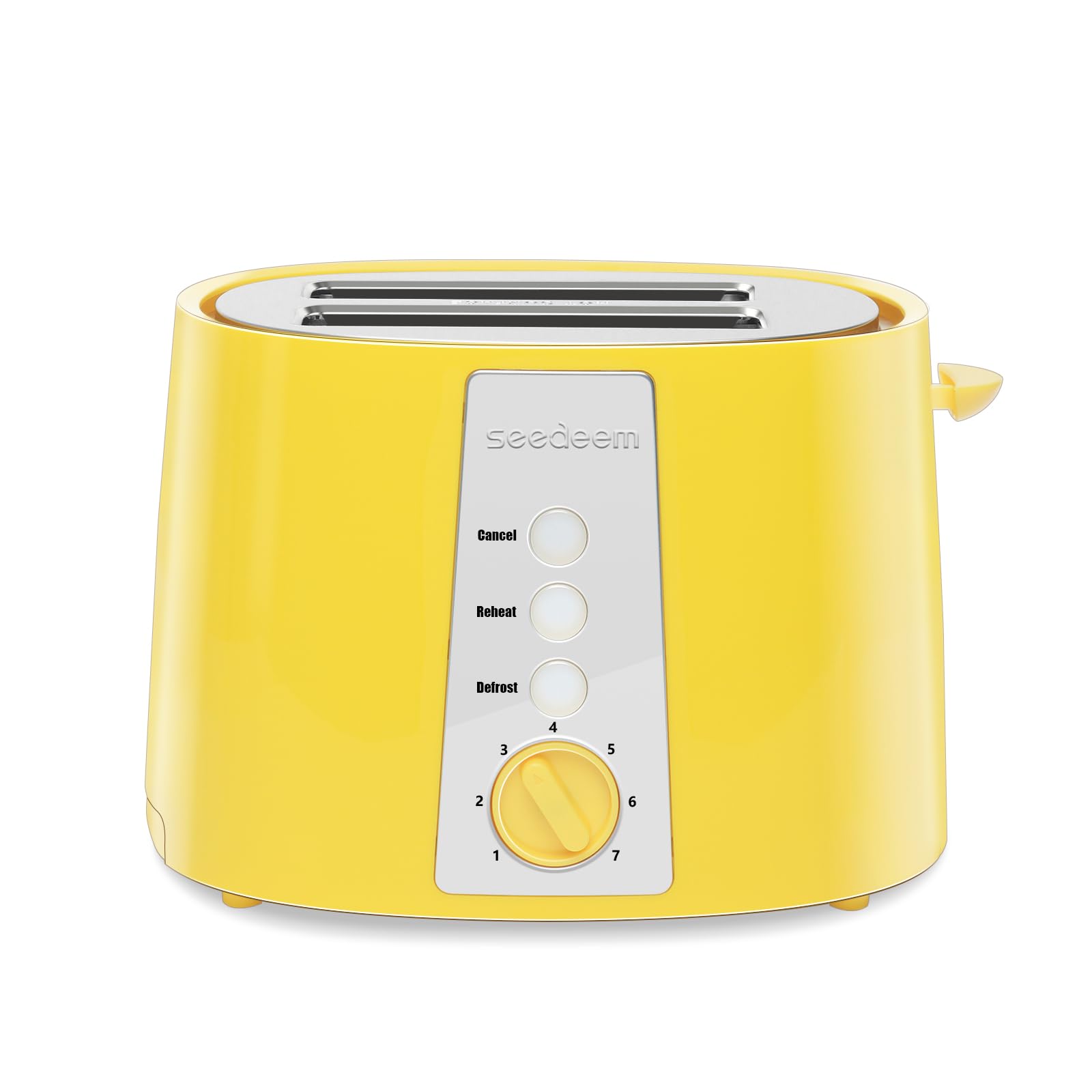 SEEDEEM Toaster 2 Slice, Extra Wide Slot Toaster, 7 Shade Settings, Bread Toaster with Cancel, Defrost, Reheat Function, Extra Wide Slots for Waffle or Bagel, Removable Crumb Tray, 750W, Lemon Yellow