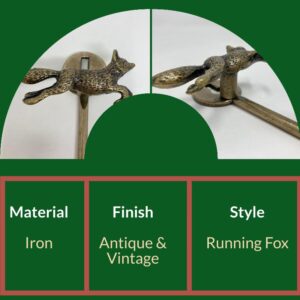 Knobs By Blossom Vintage Antique Brass Iron Wall Hooks Tie Backs Bronze Handmade Metal Animal Hook (1. Running Fox), TFVSAH