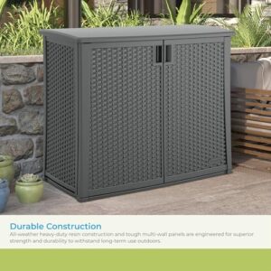 Suncast Lockable Outdoor Cabinet Storage for Patio, Garden and Backyard, 97 Gal, Cool Gray