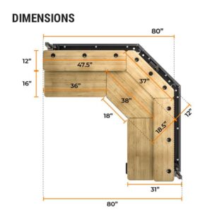 VERSADESK® Foundry Bench 80" x 80" Extra Wide L-Shaped Split-Level Corner Standing Desk | Electric Height Adjustable. 1" Bamboo Surface. USB & USBC Charging Ports. Mobile App Controllable.