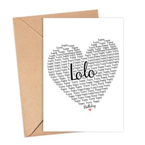 GavinsDesigns Happy Birthday Lolo Card - Cute Happy Birthday - Birthday Greeting Card - Sweet Birthday Card For Lolo - Anniversary-Thank You Card - Heart Happy Birthday Mom - I Love You Lolo Card