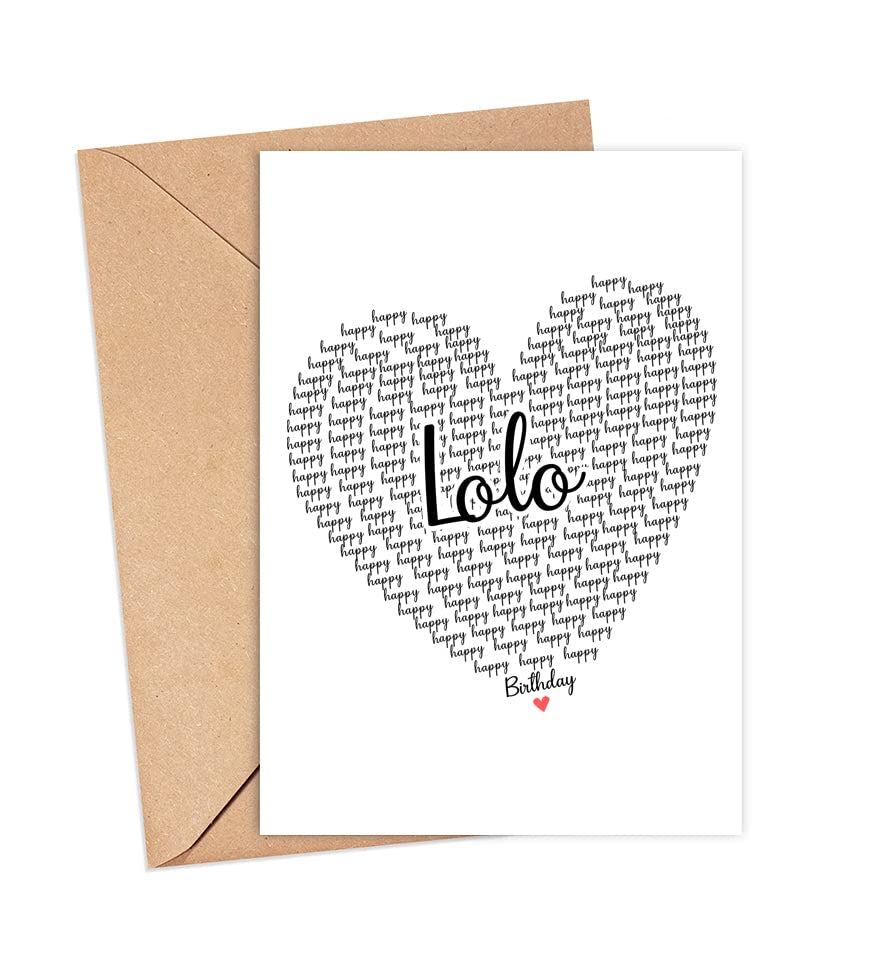 GavinsDesigns Happy Birthday Lolo Card - Cute Happy Birthday - Birthday Greeting Card - Sweet Birthday Card For Lolo - Anniversary-Thank You Card - Heart Happy Birthday Mom - I Love You Lolo Card