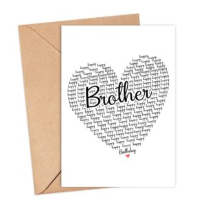 Happy Birthday Brother Card - Cute Happy Birthday - Birthday Greeting Card - Sweet Birthday Card For Brother - Anniversary-Thank You Card - Heart Happy Birthday Mom - I Love You Brother Card