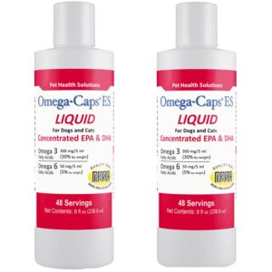 omega-caps extra strength liquid for cats & dogs. vet formulated for healthy radiant skin & coat, reduces excess shedding. contains epa, dha, & omega 3 for joint, heart & immune system support. 16 oz.