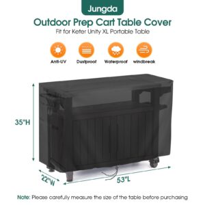 Jungda Prep Table Cover for 52 Inch Keter Unity XL Portable Outdoor Table and Storage Cabinet,Outdoor Bar Table Cover Waterproof Heavy Duty Patio Grill Table Cover