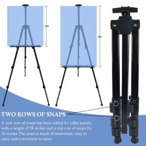 Art Painting Display Artist Easel Stand,Portable Metal Adjustable Easels Stand for Painting Canvases Height from 17 to 66 Inch,Carry Bag for Table-Top/Floor Didplaying and Wedding Signs,Black(1pack)