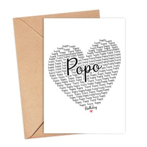 GavinsDesigns Happy Birthday Popo Card - Cute Happy Birthday - Birthday Greeting Card - Sweet Birthday Card For Popo - Anniversary-Thank You Card - Heart Happy Birthday Mom - I Love You Popo Card