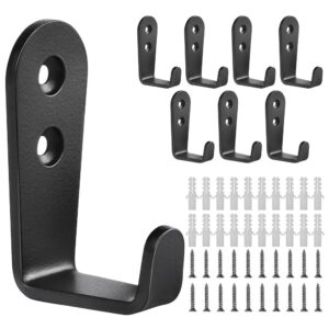 8 pcs wall mounted hooks,black round head hook made of heavy metal fit for hanging coat luggage key,usually used in garage bathroom kitchen restaurant outdoor (black-8pcs)