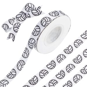 craspire 20 yards 6/10” wide volleyball ribbons white volleyball decorations sports ribbons cheer team ribbon for team hair bows, wreath, wrapping, party decoration