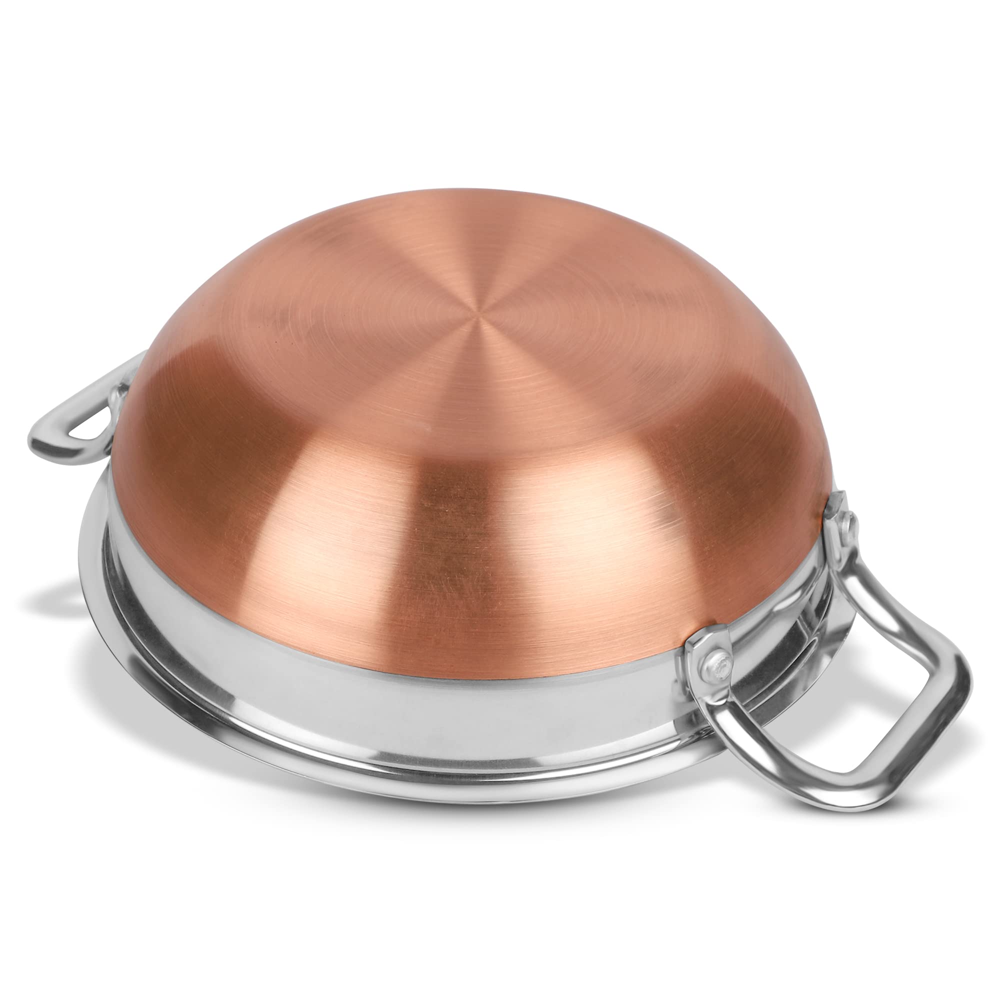 KSJONE 2 and 2.5 Quart Stainless Steel Kadai with Copper Bottom | Premium Heavy Gauge Steel Kadai | Indian Kadhai for Cooking | Ideal for Daily Use (2 Quart)