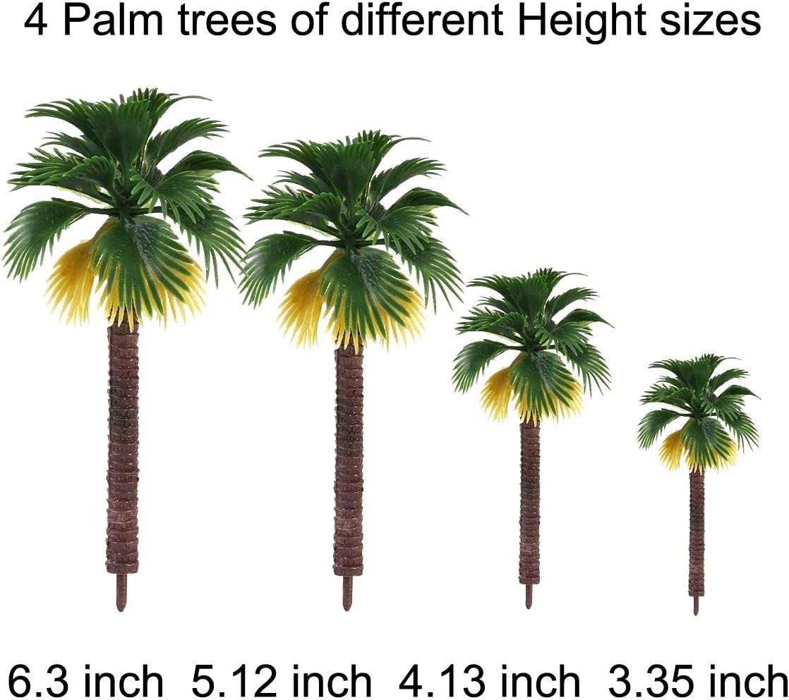 AnyBack Diorama Rain Forest Tropical Model Trees Bushes Jungle Décor Kit Hobby Train Scenery Set Supplies Miniature Palm Coconut Oak Figurines Artificial Plants Toys with Green Leaves 27