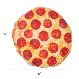 Maozcq Pizza Shaped Pillow Funny 3D Giant Round Food Plush Stuffed Pillow Novelty Throw Cushion Stuffed Animal Toy 16"