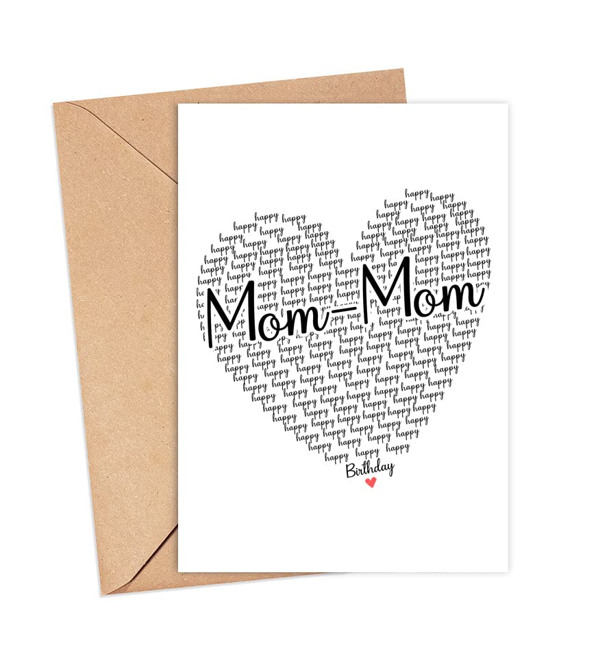 Happy Birthday Mom-Mom Card - Cute Happy Birthday - Birthday Greeting Card - Sweet Birthday Card For Mom-Mom - Anniversary-Thank You Card - Heart Happy Birthday Mom - I Love You Mom-Mom Card