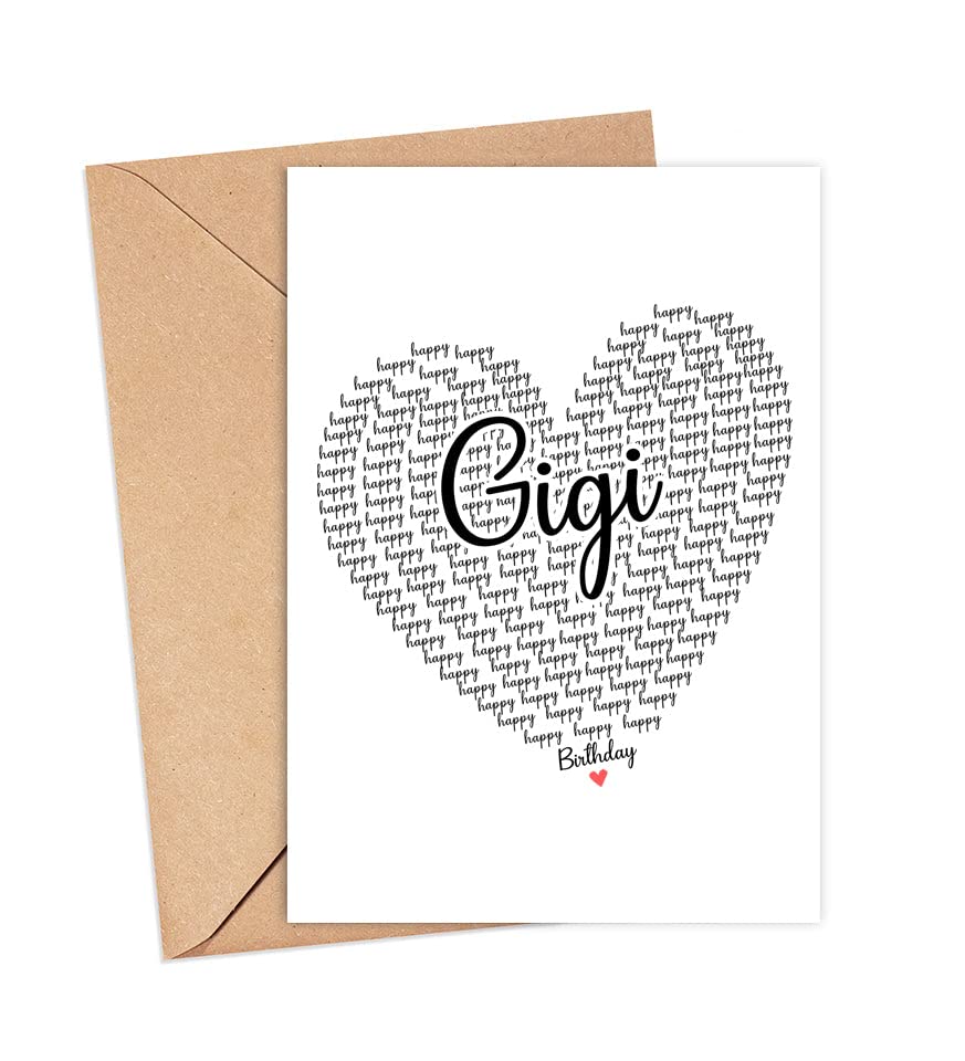 GavinsDesigns Happy Birthday Gigi Card - Cute Happy Birthday - Birthday Greeting Card - Sweet Birthday Card For Gigi - Anniversary-Thank You Card - Heart Happy Birthday Mom - I Love You Gigi Card