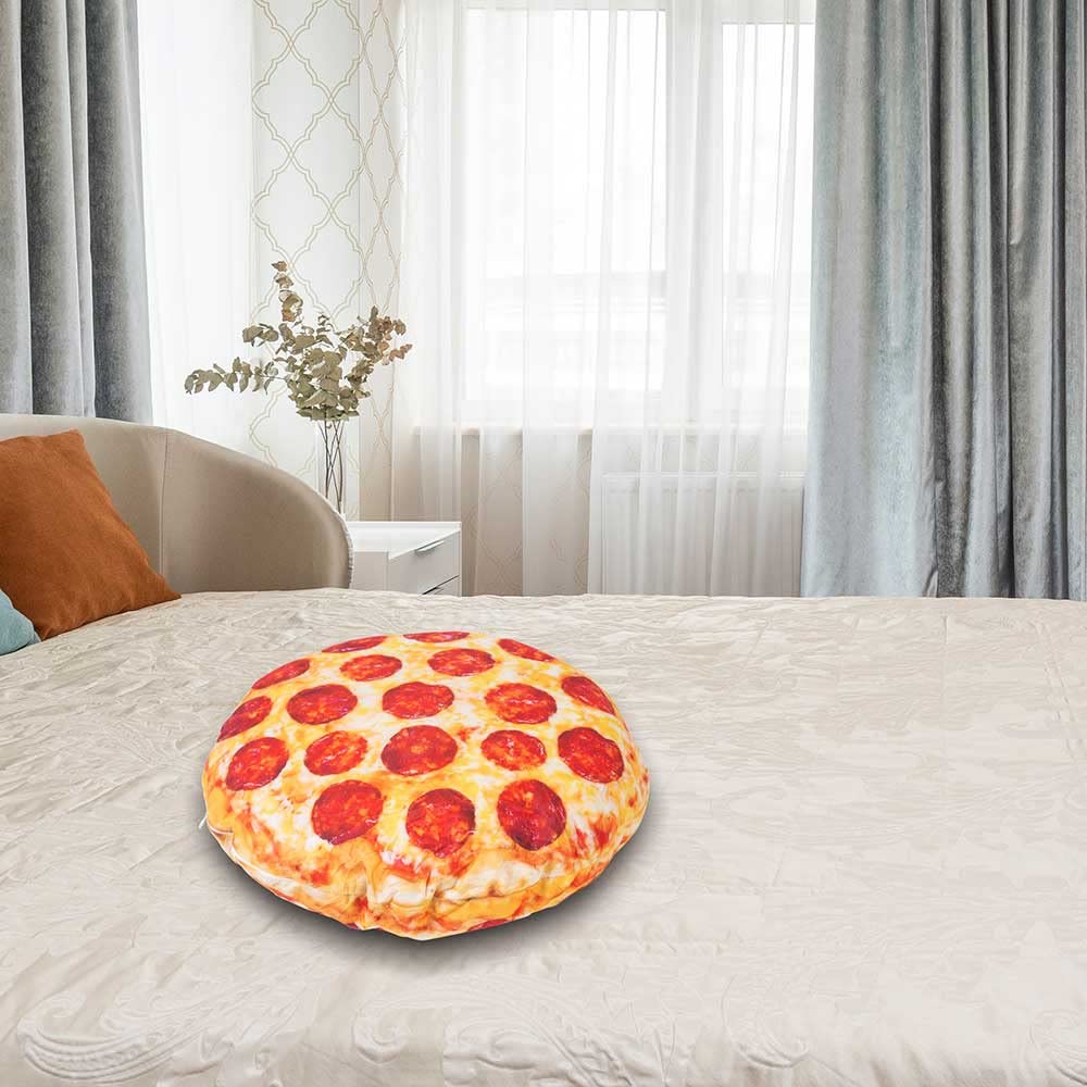 Maozcq Pizza Shaped Pillow Funny 3D Giant Round Food Plush Stuffed Pillow Novelty Throw Cushion Stuffed Animal Toy 16"