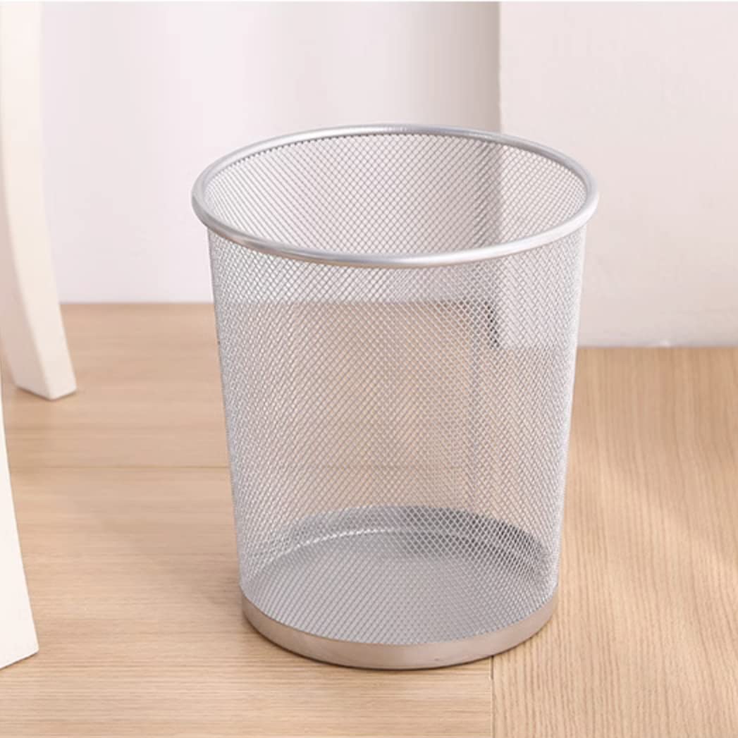 GOODSOFA 6 Gallon Mesh Trash Cans,12-Pack,Silver Metal Wire Wastebaskets, Small Waste Basket Black Trash Can,Small Garbage Can,Recycling Garbage Container Bin for Office,Home,Kitchen,School