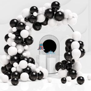 Black and White Balloons, 120pcs White Black Balloon Graland Arch Kit for Birthday Party, Graduation,Bridal Shower, Weddings Decoration