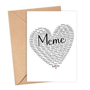 GavinsDesigns Happy Birthday Meme Card - Cute Happy Birthday - Birthday Greeting Card - Sweet Birthday Card For Meme - Anniversary-Thank You Card - Heart Happy Birthday Mom - I Love You Meme Card