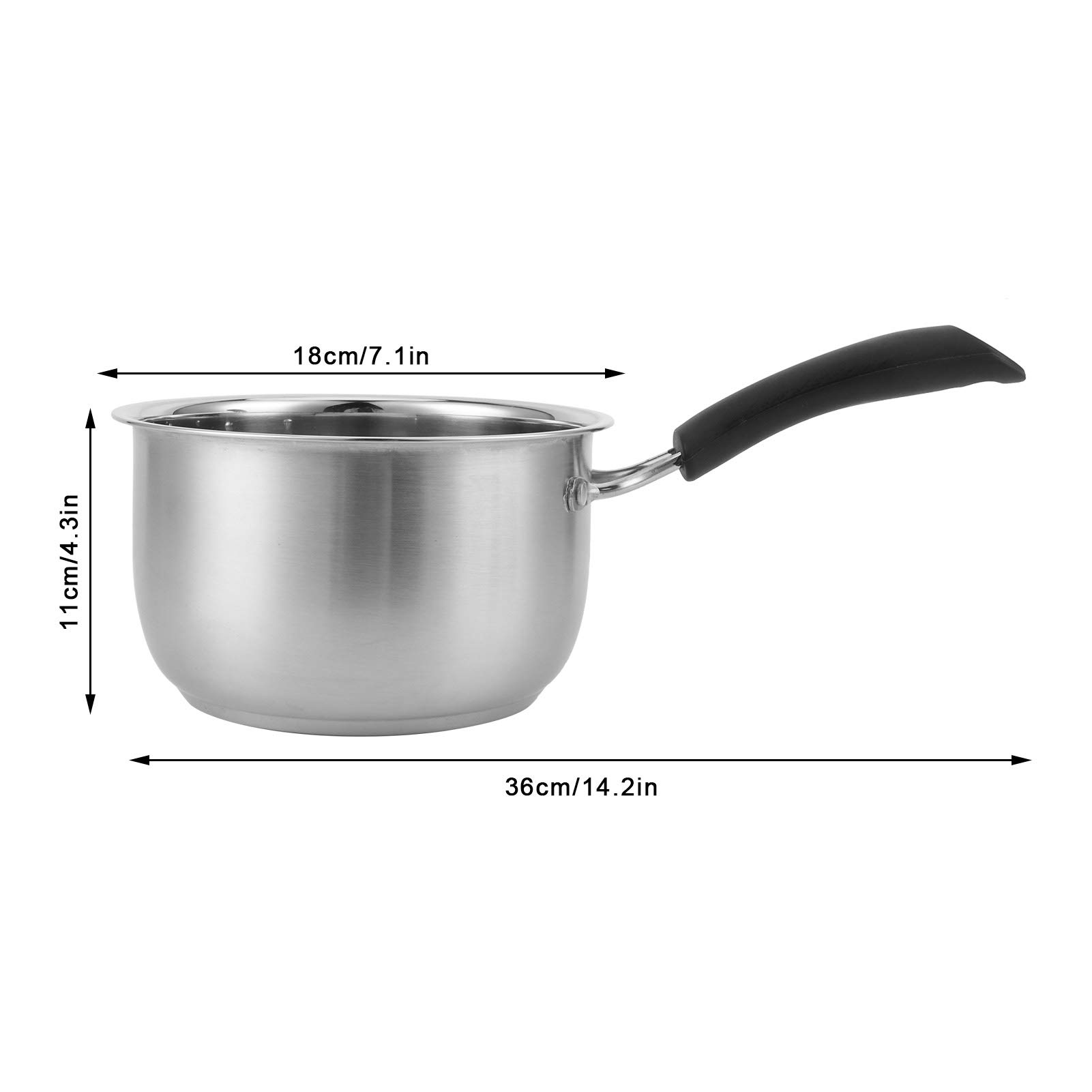 MOUMOUTEN Soup Pot, 18cm Thickened 304 Stainless Steel Single Handle Food Supplement Saucepan Cooking Supplies for Cooking Soups, Sauces