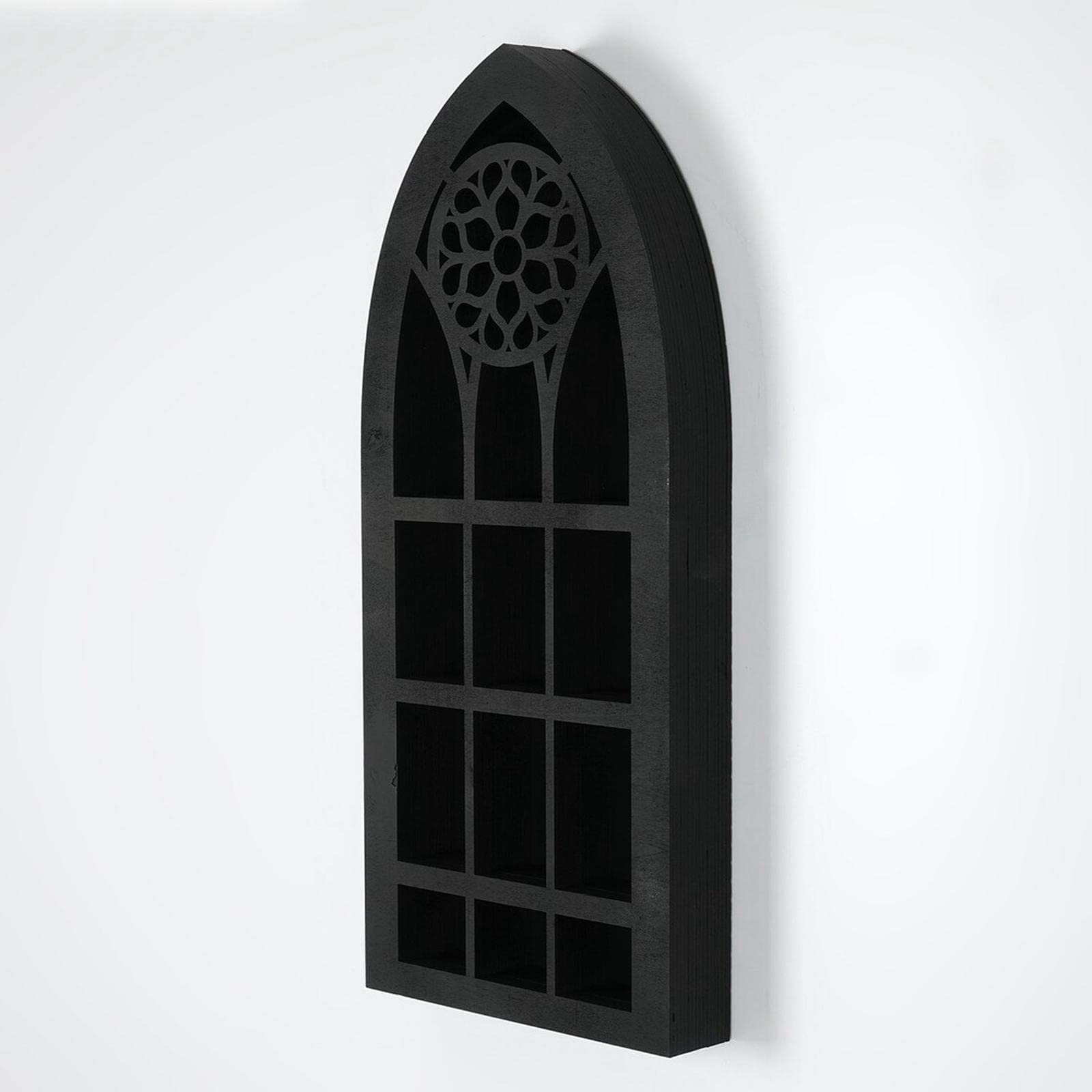 Gralara Wall Display Shelf Modern Church Window Design Stones Holder Wall Hanging Shelves for Kitchen Bathroom Office Gothic Room Decoration Bedroom