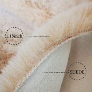 Ghouse Soft Faux Sheepskin Fur Rug 2x4 Light Brown Beige Fluffy Rug Bedside Rug Plush Rug Shag Nursery Rug Carpet Area Rug for Living Room Bedroom Playing Room Decor