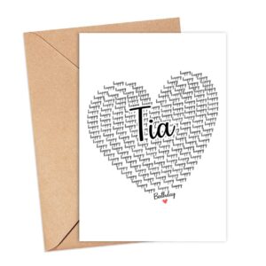 GavinsDesigns Happy Birthday Tia Card - Cute Happy Birthday - Birthday Greeting Card - Sweet Birthday Card For Tia - Anniversary-Thank You Card - Heart Happy Birthday Mom - I Love You Tia Card