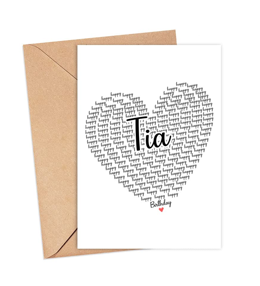 GavinsDesigns Happy Birthday Tia Card - Cute Happy Birthday - Birthday Greeting Card - Sweet Birthday Card For Tia - Anniversary-Thank You Card - Heart Happy Birthday Mom - I Love You Tia Card