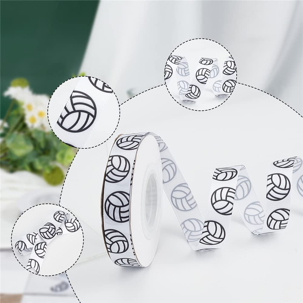 CRASPIRE 20 Yards 6/10” Wide Volleyball Ribbons White Volleyball Decorations Sports Ribbons Cheer Team Ribbon for Team Hair Bows, Wreath, Wrapping, Party Decoration