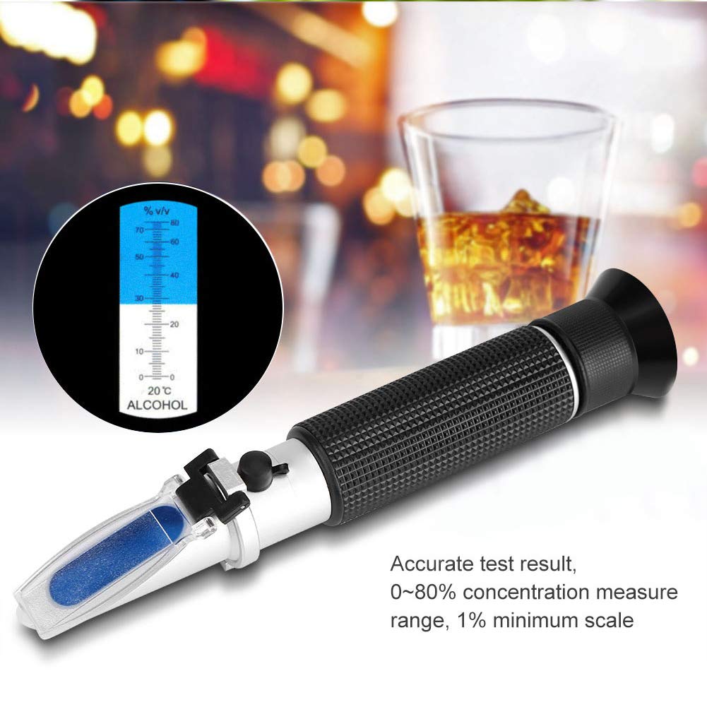 HEITIGN Professional Handheld Alcohol 0-80% Test Refractometer, Wine Tester Meter Measure Instrument for Testing Distilled Beverage, Rice Wine and Wine