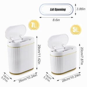 Dawitrly Small Touchless Trash Can, 1.3 Gallon Smart Motion Sensor Wastebasket Garbage Bathroom Bins with Automatic Opening Lid for Living Room Dressing Table, Kitchen, Office Desktop, and RV