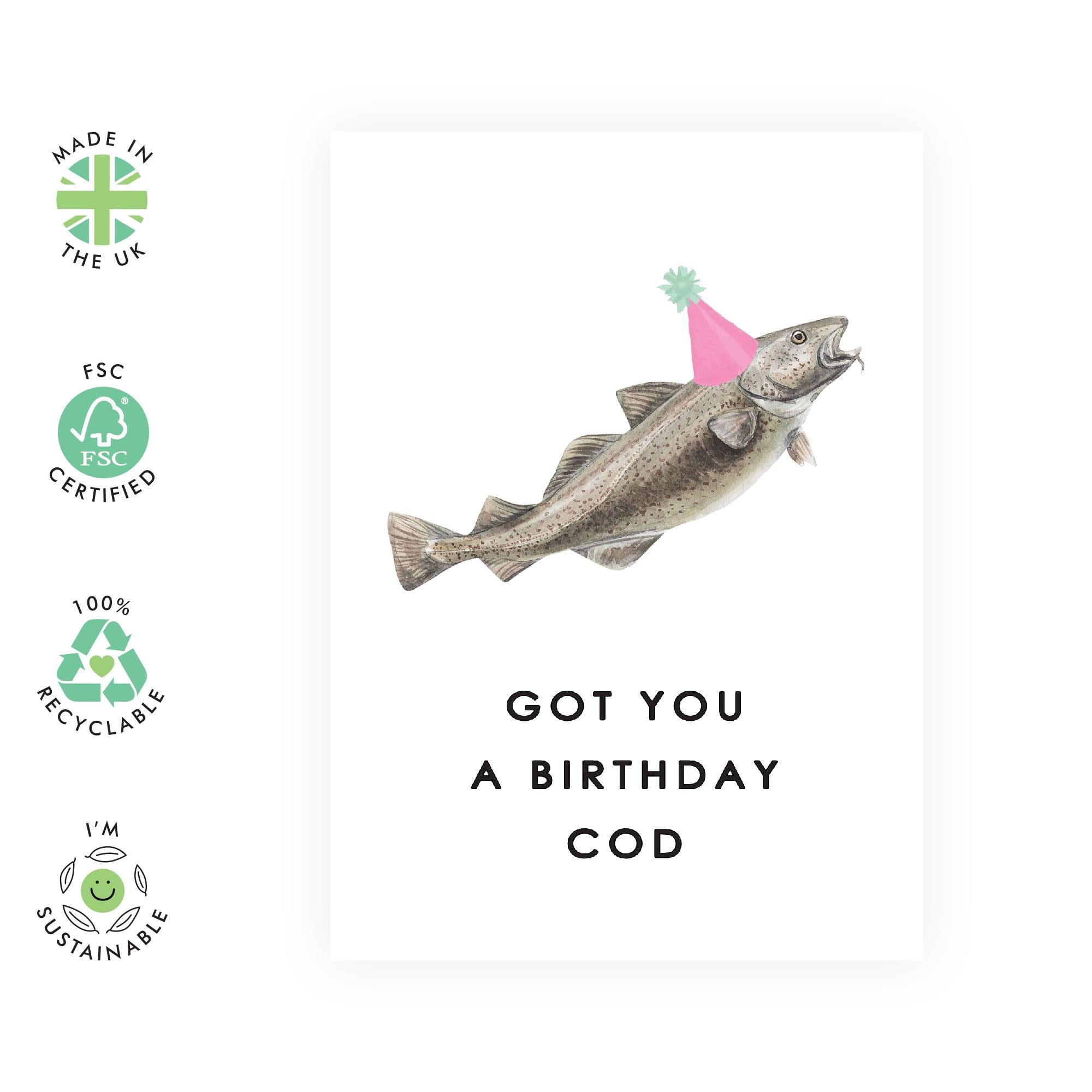 CENTRAL 23 Birthday Card For Dad - 'Birthday Cod Card' - Pun Humor Jokes- Mom Birthday Cards - Wife Birthday Card - Gifts For Men Women Him Her - Comes With Stickers