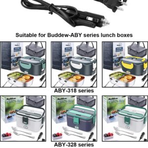 Buddew Power Cord - 12/24V/Car Charger & 110-230V Home/Office Wall Charger Compatible wtih Buddew Electric Lunch Box ABY Series, Portable Electric Heating Bento Box Power Cable