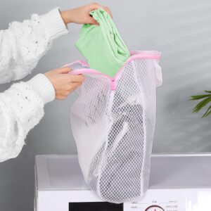 Nufiwra 4Pcs Large Mesh Laundry Bags with Handles, 15.7 x 11.8 Inch Side Widening Zippered Delicate Bag for Washing Machine, Ideal for Washing Socks, Baby Items, Lingerie, Travel Garments