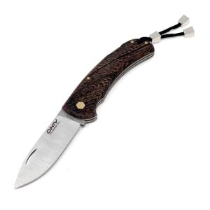 OHIY Handmade Folding Pocket Knife with 3.6" Lockback 4116 German Steel Blade and Sheath, Wenge Handle, 5" Folded