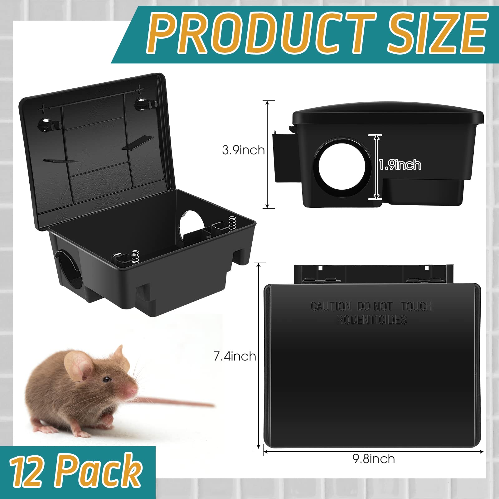 Qualirey 12 Packs Rat Bait Station Outdoor Rodent Rat Traps with Key Rodent Traps Box Mouse Bait Station Eliminating Rats Fast Keeping Pets and Children Safe Indoor Outdoor, Bait Not Included