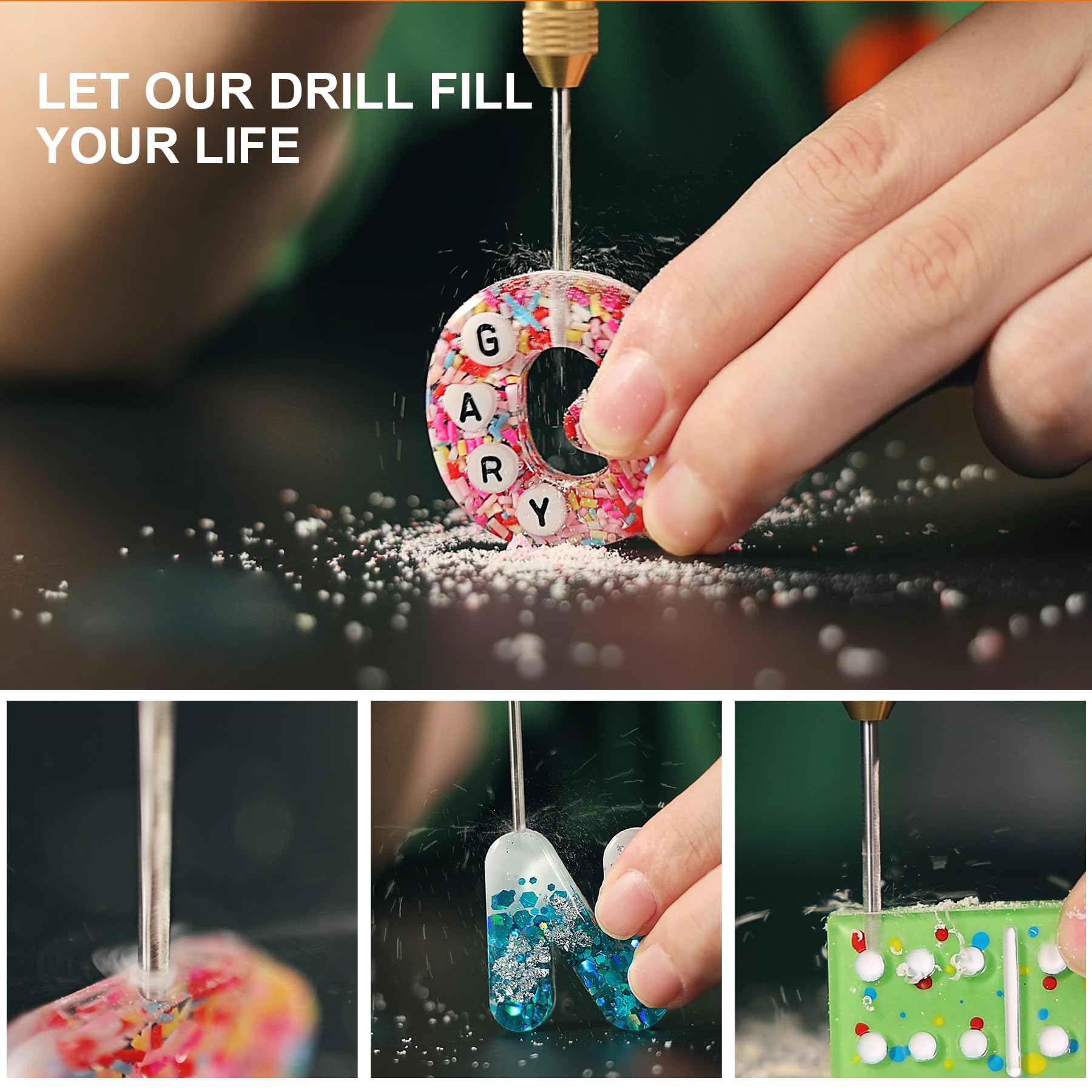 LET'S RESIN Cordless Resin Drill,3-speed Adjustment &Rechargeable Jewelry Drill with Deburring Tool&19Pcs Accessories,Multi-Purpose Hand Drill Resin Tool for Resin Molds, Keychain Molds