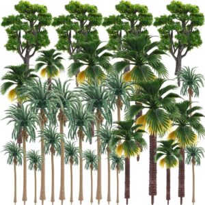 anyback diorama rain forest tropical model trees bushes jungle décor kit hobby train scenery set supplies miniature palm coconut oak figurines artificial plants toys with green leaves 27