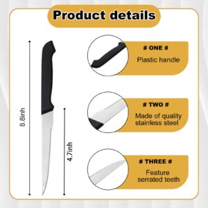 Therwen 100 Pieces Serrated Edge Pointed Tip Steak Knives Stainless Steel Steak Knife with Serrated Edge 8.8 Inch For Kitchen Restaurant Tableware Camping