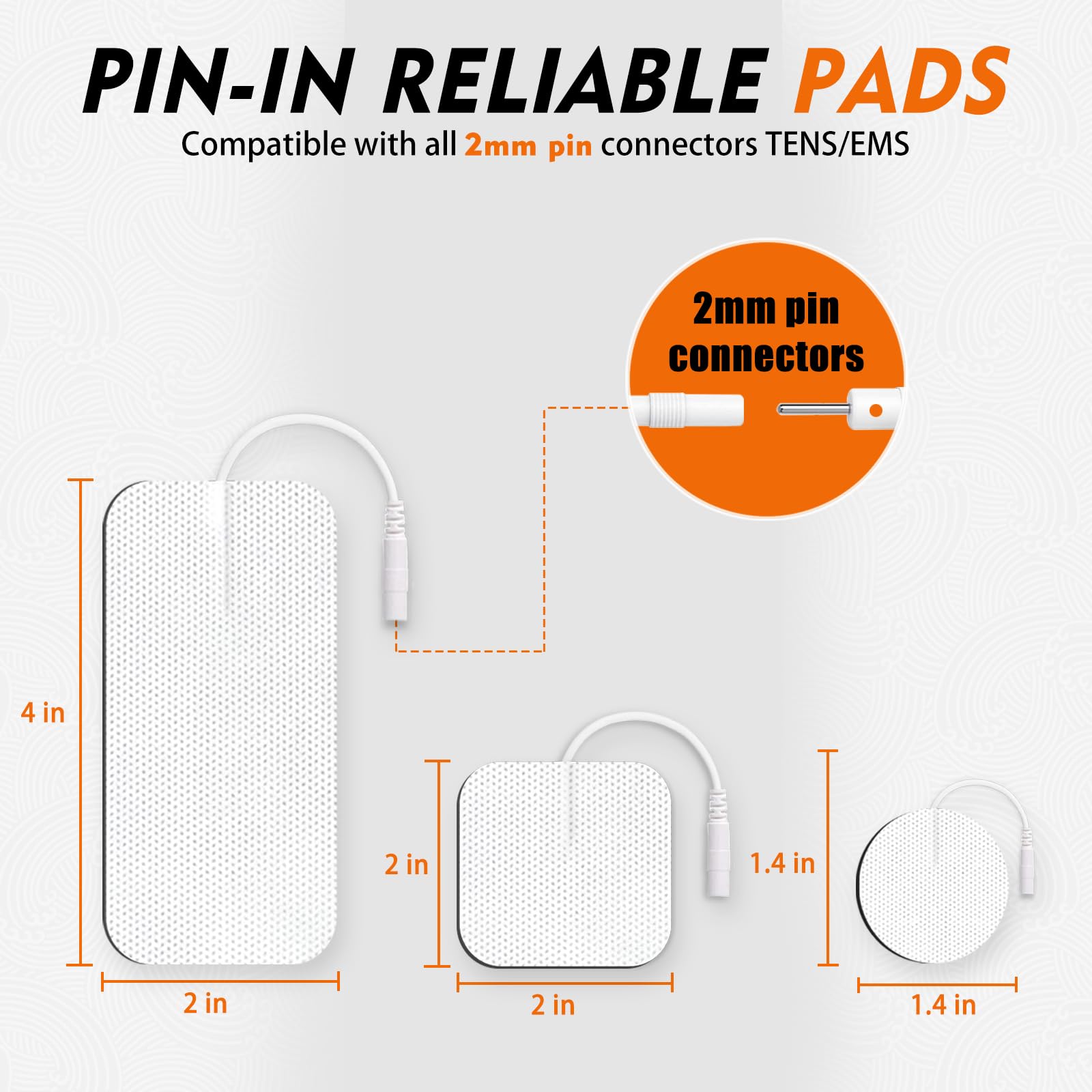 20PCS Tens Unit Electrode Pads, Multiple Sizes Electrodes for TENS Unit, Compatible with TENS 7000/ AUVON Tens Unit/Nicwell Care Tens, Reusable and Latex-Free Replacement Pads Set for Tens Machine