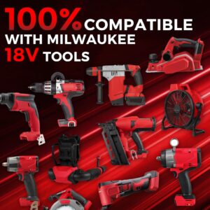 GROWFEAT 18V 2Pack 7.0Ah Battery and Charger Combo Kit Replacement for Milwaukee M-18 Battery, Lithium-ion 18volt Compatible with Milwaukee Battery 18V Cordless Tools