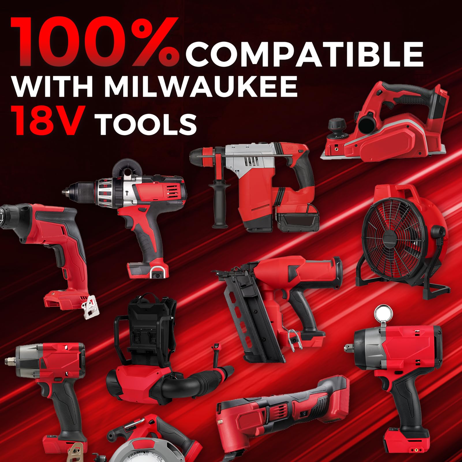 GROWFEAT 18V 2Pack 7.0Ah Battery and Charger Combo Kit Replacement for Milwaukee M-18 Battery, Lithium-ion 18volt Compatible with Milwaukee Battery 18V Cordless Tools