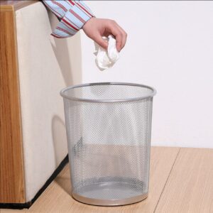 GOODSOFA 6 Gallon Mesh Trash Cans,12-Pack,Silver Metal Wire Wastebaskets, Small Waste Basket Black Trash Can,Small Garbage Can,Recycling Garbage Container Bin for Office,Home,Kitchen,School