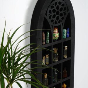 Gralara Wall Display Shelf Modern Church Window Design Stones Holder Wall Hanging Shelves for Kitchen Bathroom Office Gothic Room Decoration Bedroom