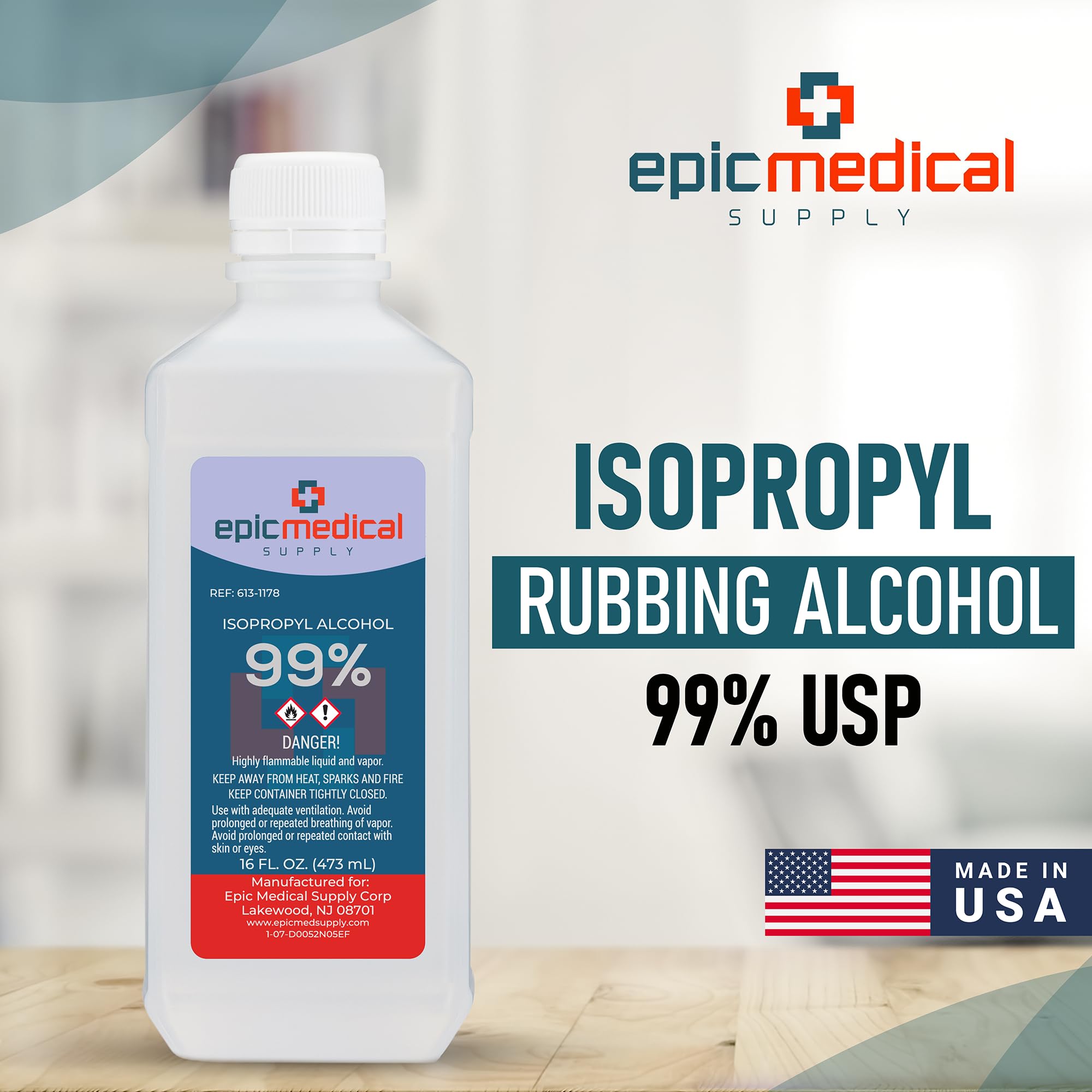 99% Isopropyl Alcohol 99 Percent, Rubbing Alcohol 99 Percent 16 oz. Bottle, General Purpose Cleaner for Glass and PCB, Technical Grade, Alcohol for Nails (1)