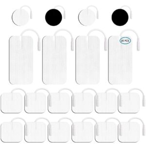 20pcs tens unit electrode pads, multiple sizes electrodes for tens unit, compatible with tens 7000/ auvon tens unit/nicwell care tens, reusable and latex-free replacement pads set for tens machine