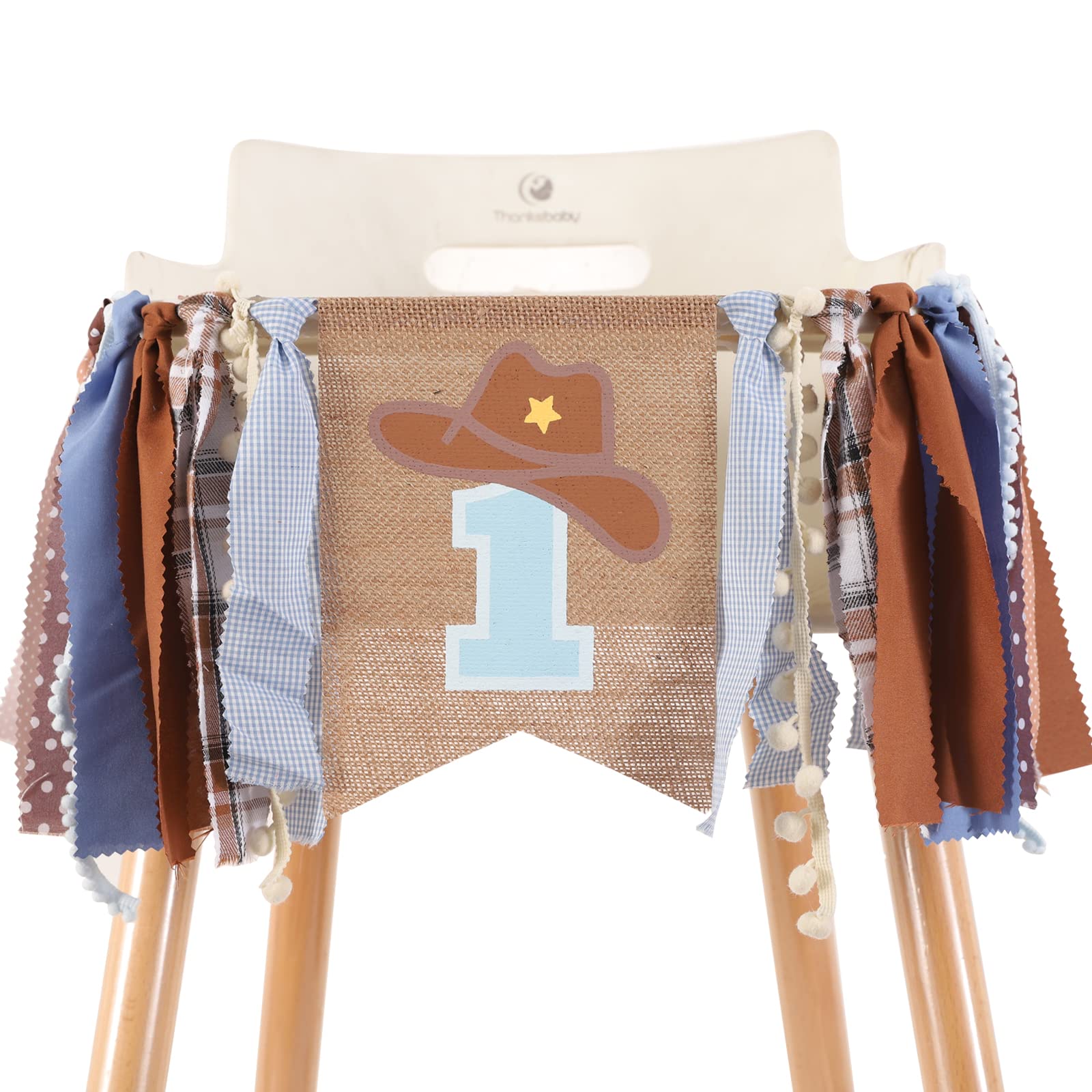 1st Birthday High Chair Banner - Cowboy Rodeo for Party Fabric Decor,Cake Smash Baby Shower,Backdrop Garland for photo props