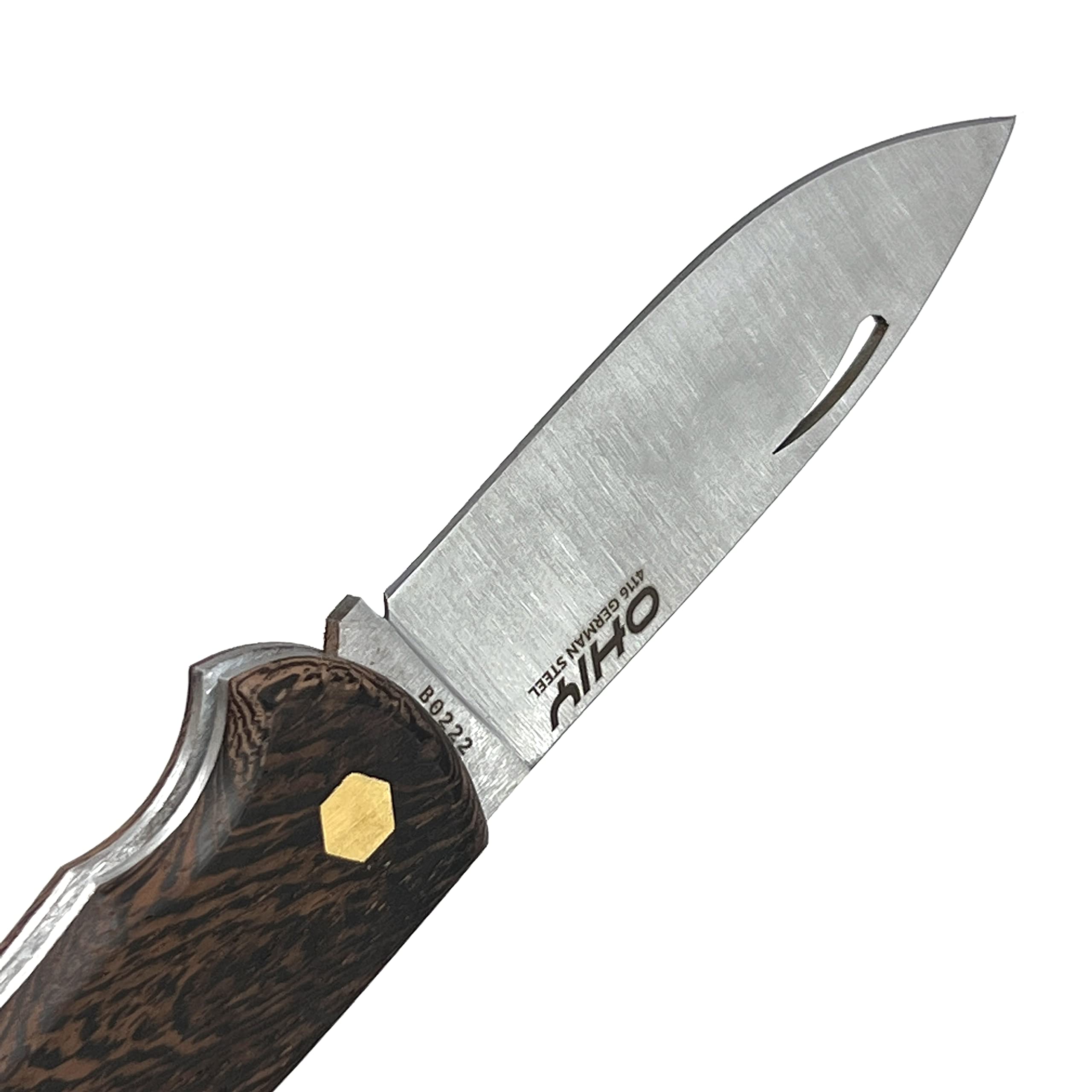 OHIY Handmade Folding Pocket Knife with 3.6" Lockback 4116 German Steel Blade and Sheath, Wenge Handle, 5" Folded