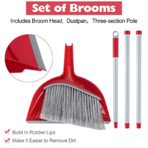 3 Pcs Broom and Dustpan Set 54 Inch Indoor Broom with Dust Pan Combo Set for Home Angle Broom and Dust Pan Kitchen Broom for Floor Cleaning