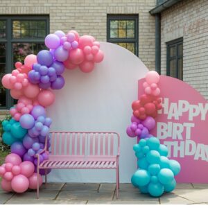 Pink Purple Balloon Arch Kit, Blue Pink Purple Balloon Arch Kit, Hot Pink Teal Balloons Arch, Hot Pink Balloon Garland With Confetti and Foil Balloons for Girls Birthday Party Decorations